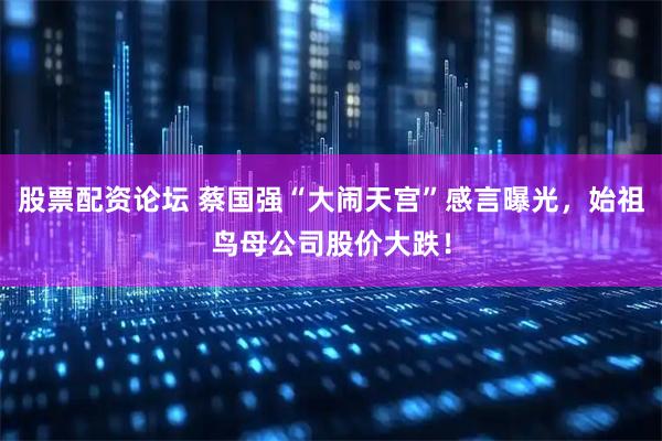 股票配资论坛 蔡国强“大闹天宫”感言曝光，始祖鸟母公司股价大跌！