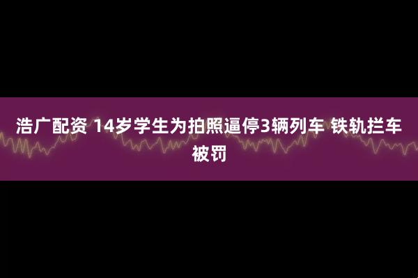 浩广配资 14岁学生为拍照逼停3辆列车 铁轨拦车被罚